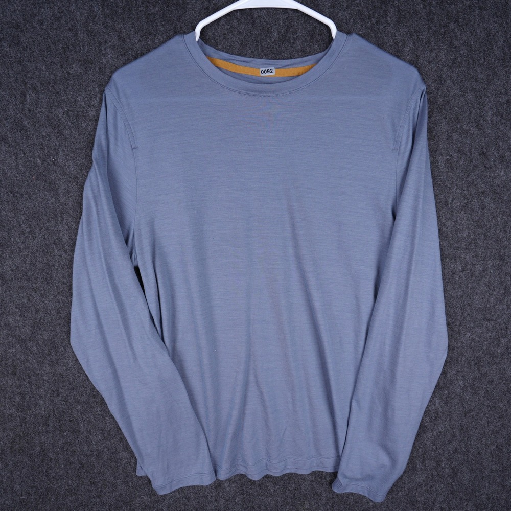 Rhone Merino Wool Blend Long Sleeve Shirt Mens Size M Blue Excellent Activewear